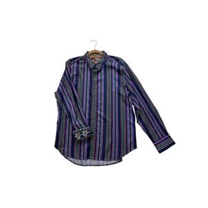 Robert Graham Multi-Color Striped Button Front Shirt Men Size 2XL